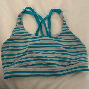 Striped blue and white lululemon sports bra